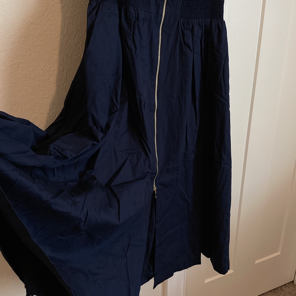 Anthropologie Tommie Zip-Front V-Neck Midi Dress NWT Navy Storm XL - Picture 9 of 14